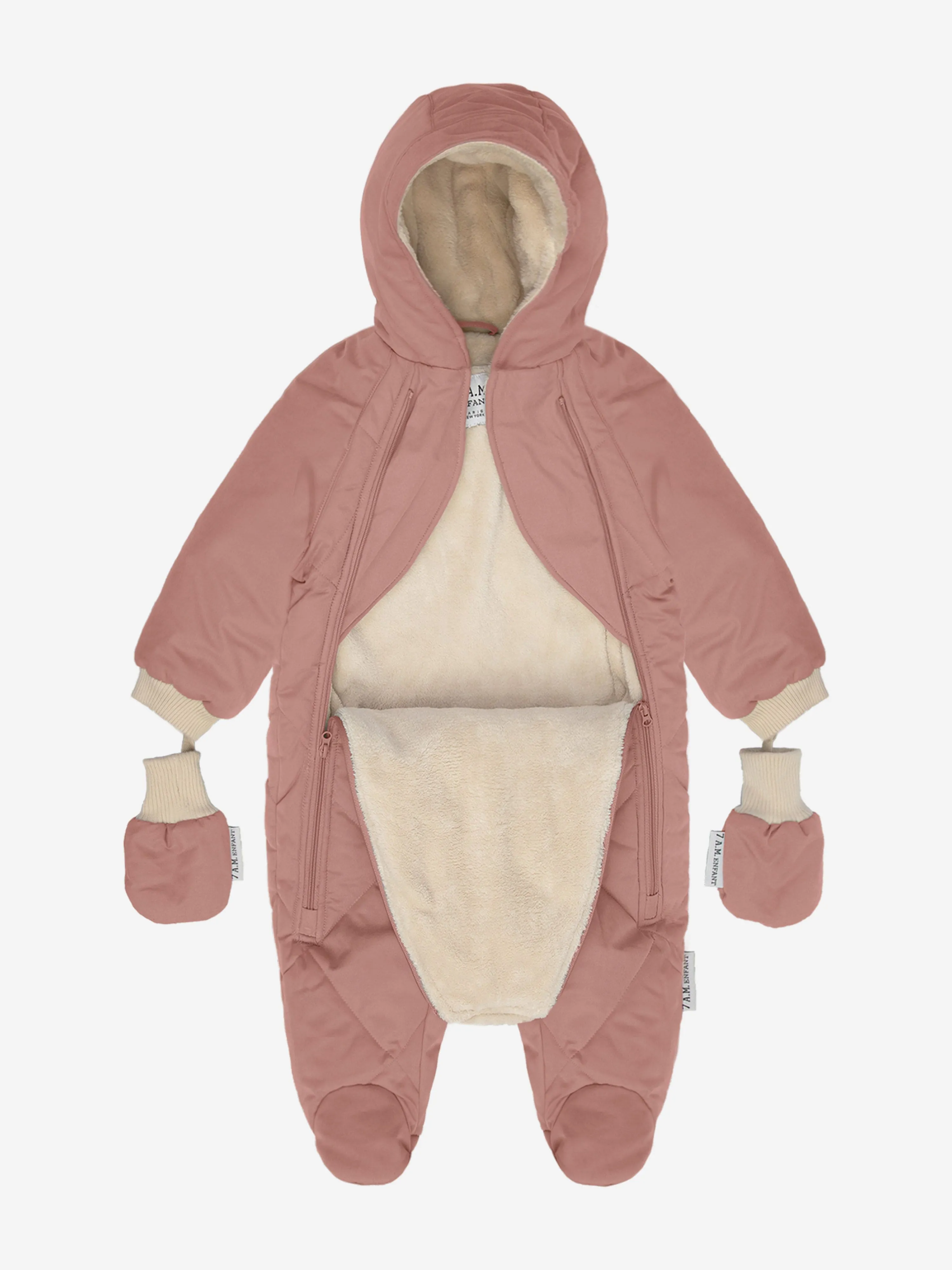 7AM Enfant Baby Girls Snowsuit-Benji in Pink