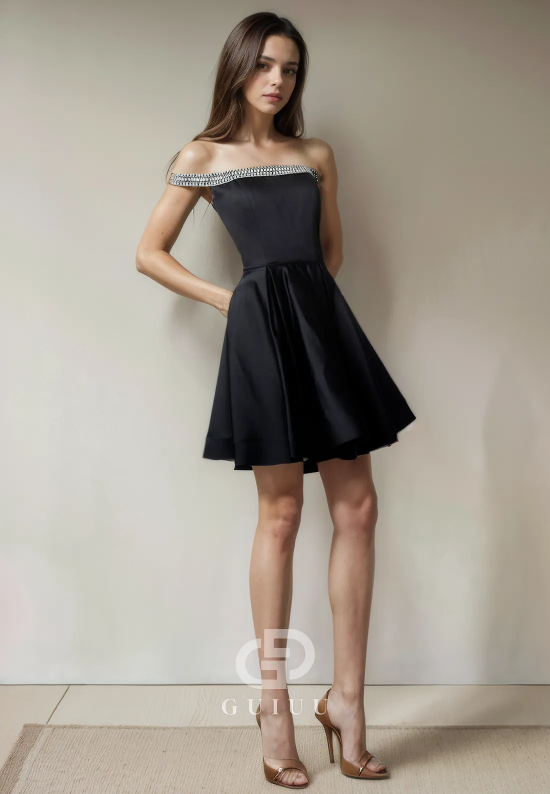 A-Line Off Shoulder Sleeveless Back Zipper Homecoming Dress