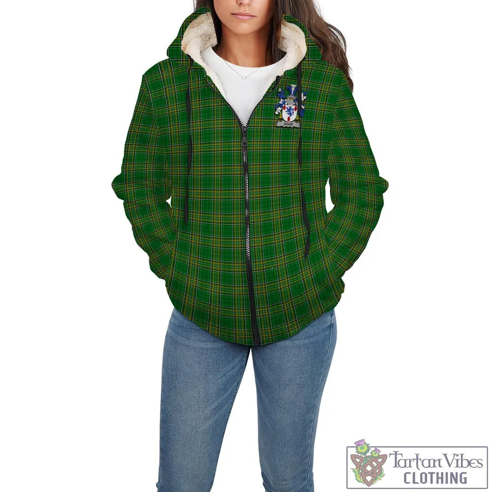 Adair Irish Clan Tartan Sherpa Hoodie with Coat of Arms