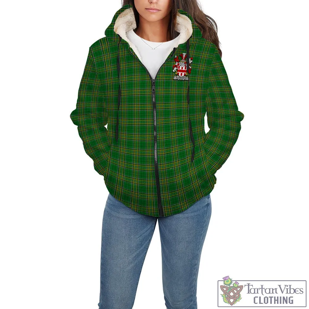 Aldworth Irish Clan Tartan Sherpa Hoodie with Coat of Arms