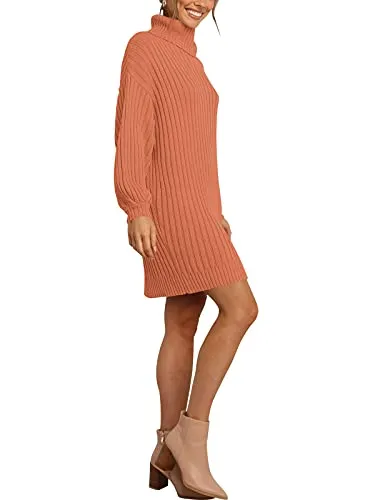 ANRABESS Women's Loose Baggy Turtleneck Batwing Sleeve Knit Fashion Long Pullover