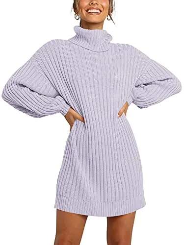 ANRABESS Women's Loose Baggy Turtleneck Batwing Sleeve Knit Fashion Long Pullover