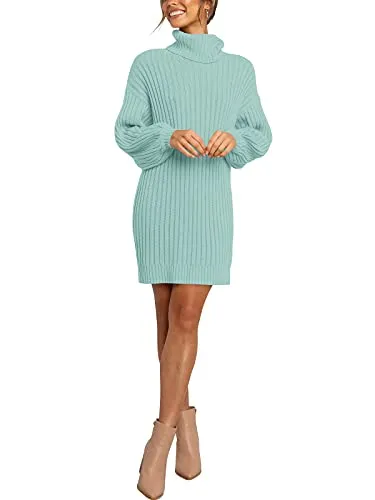 ANRABESS Women's Loose Baggy Turtleneck Batwing Sleeve Knit Fashion Long Pullover