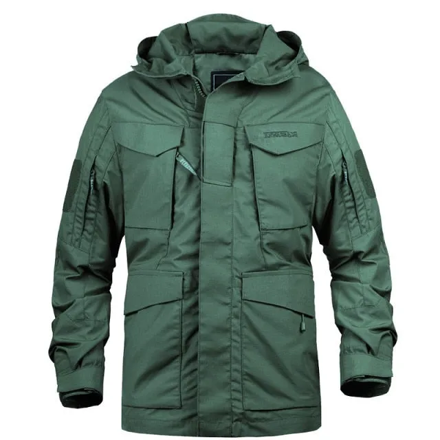 AshoreShop Men's Windbreaker Tactical Field Jacket Hooded