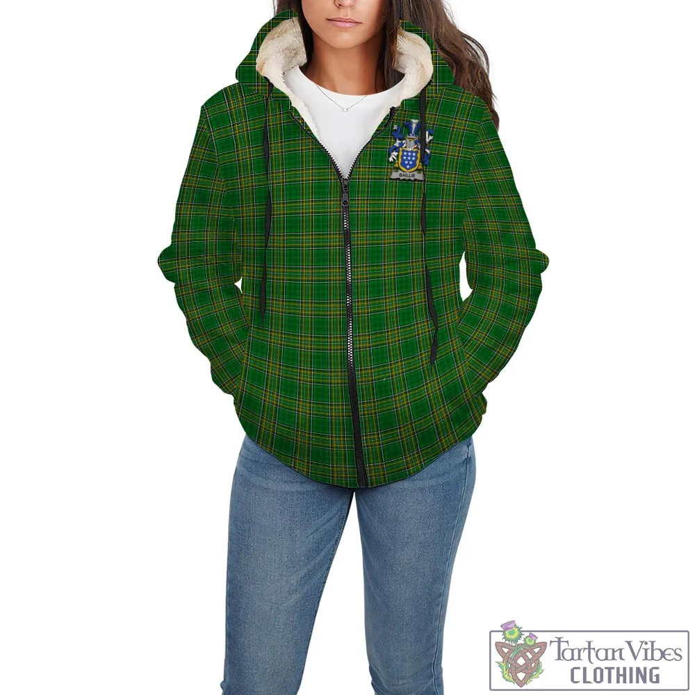 Baillie Irish Clan Tartan Sherpa Hoodie with Coat of Arms