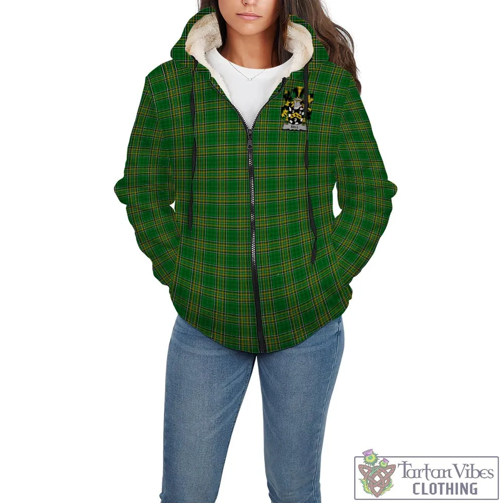 Ball Irish Clan Tartan Sherpa Hoodie with Coat of Arms