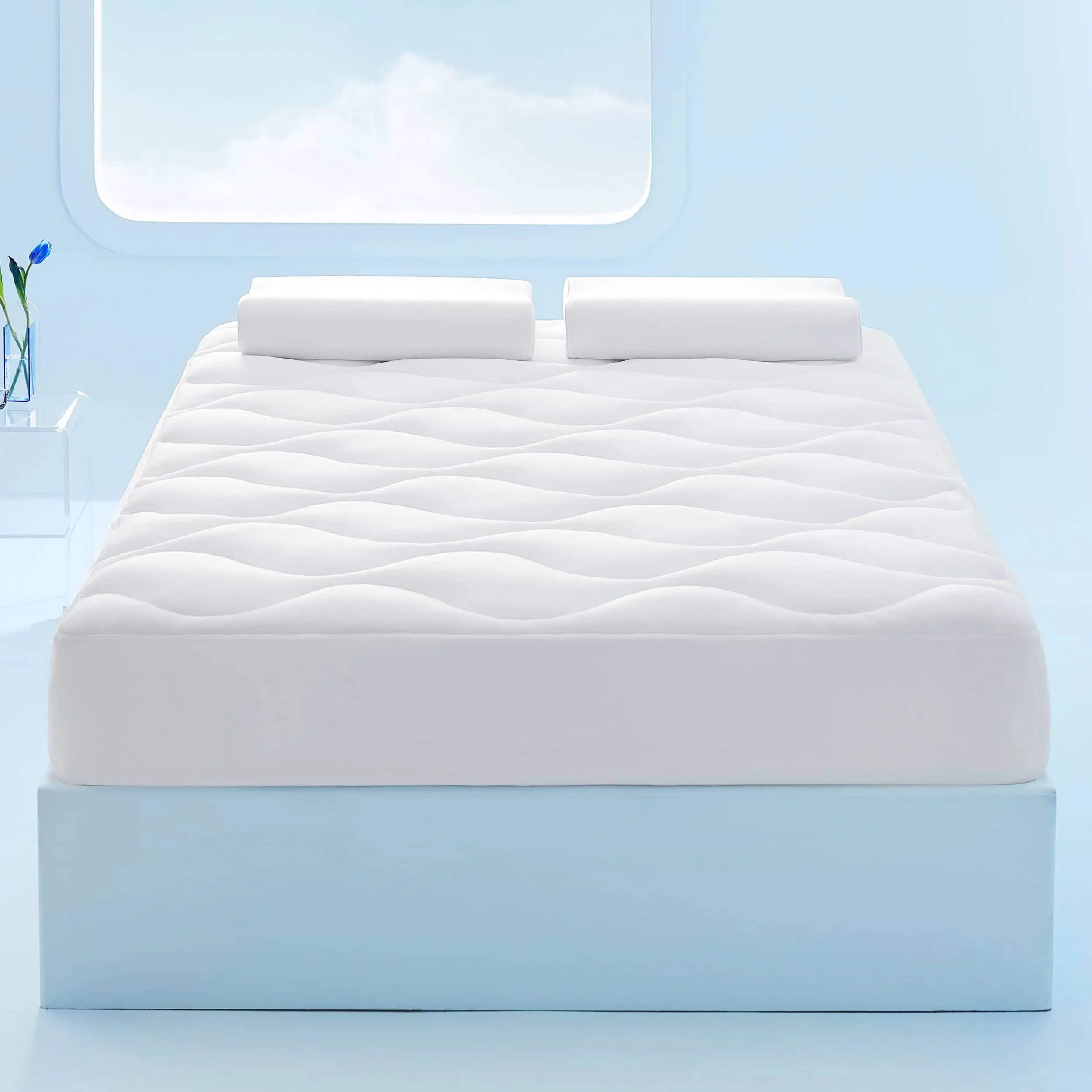 Bedsure Breescape Waterproof Cooling Mattress Pad with Quilted Fitted Cover