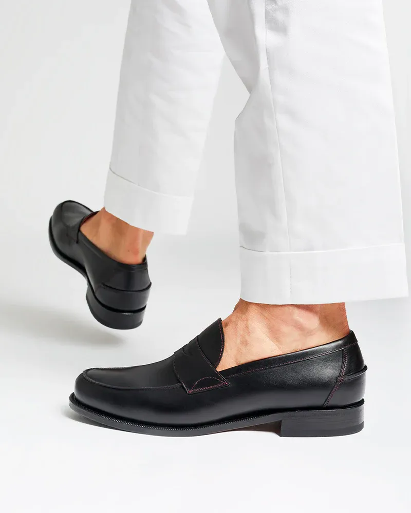 Black Leather Penny Loafer