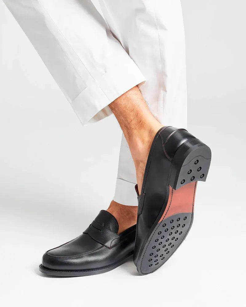 Black Leather Penny Loafer