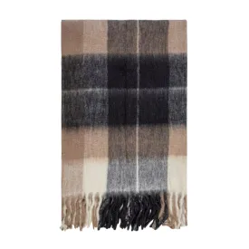 Bliss Wool Mohair Blend Throw: Beige/Chocolate - 130x170