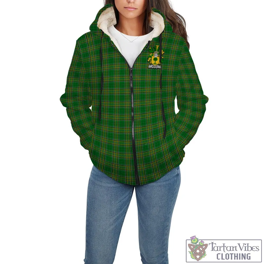 Boyle Irish Clan Tartan Sherpa Hoodie with Coat of Arms