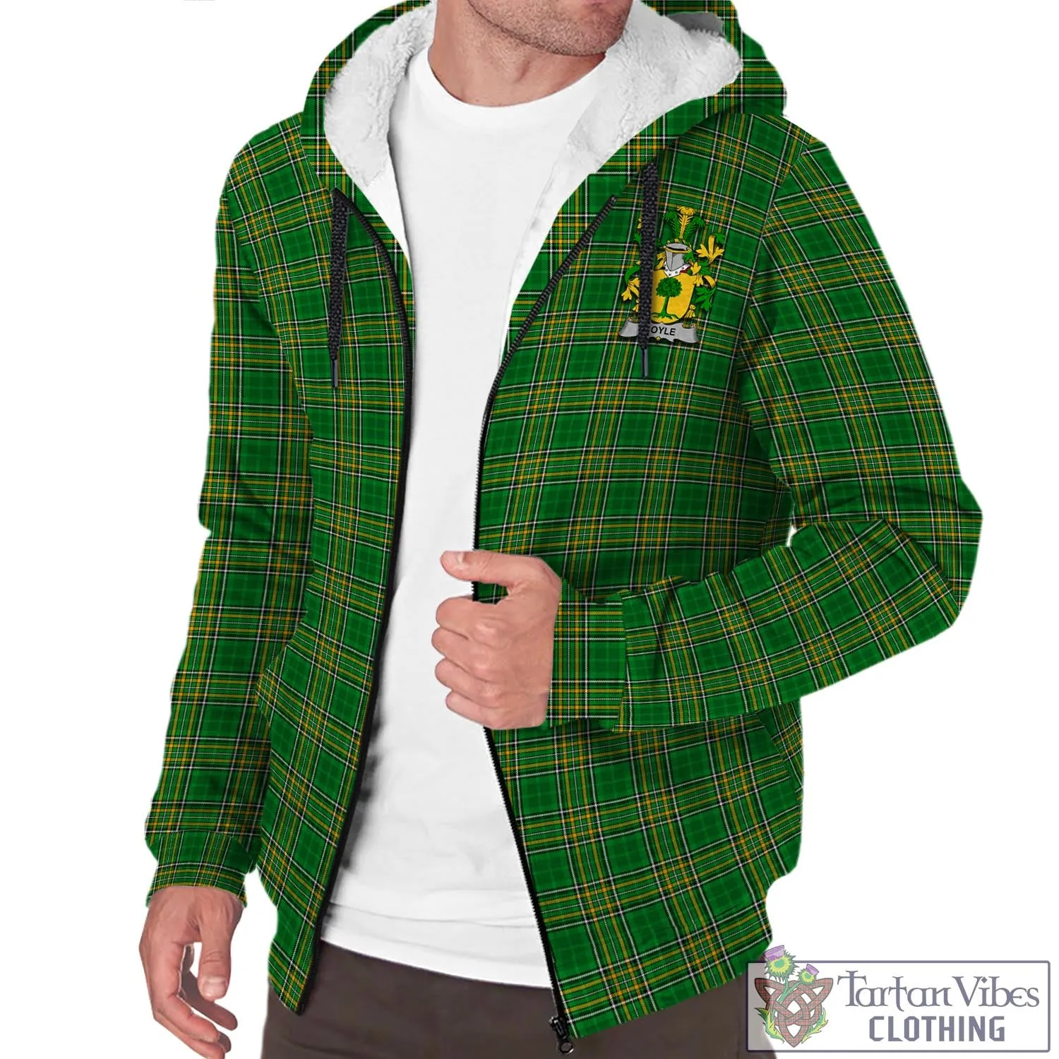 Boyle Irish Clan Tartan Sherpa Hoodie with Coat of Arms