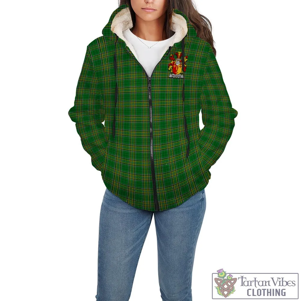 Branigan Irish Clan Tartan Sherpa Hoodie with Coat of Arms