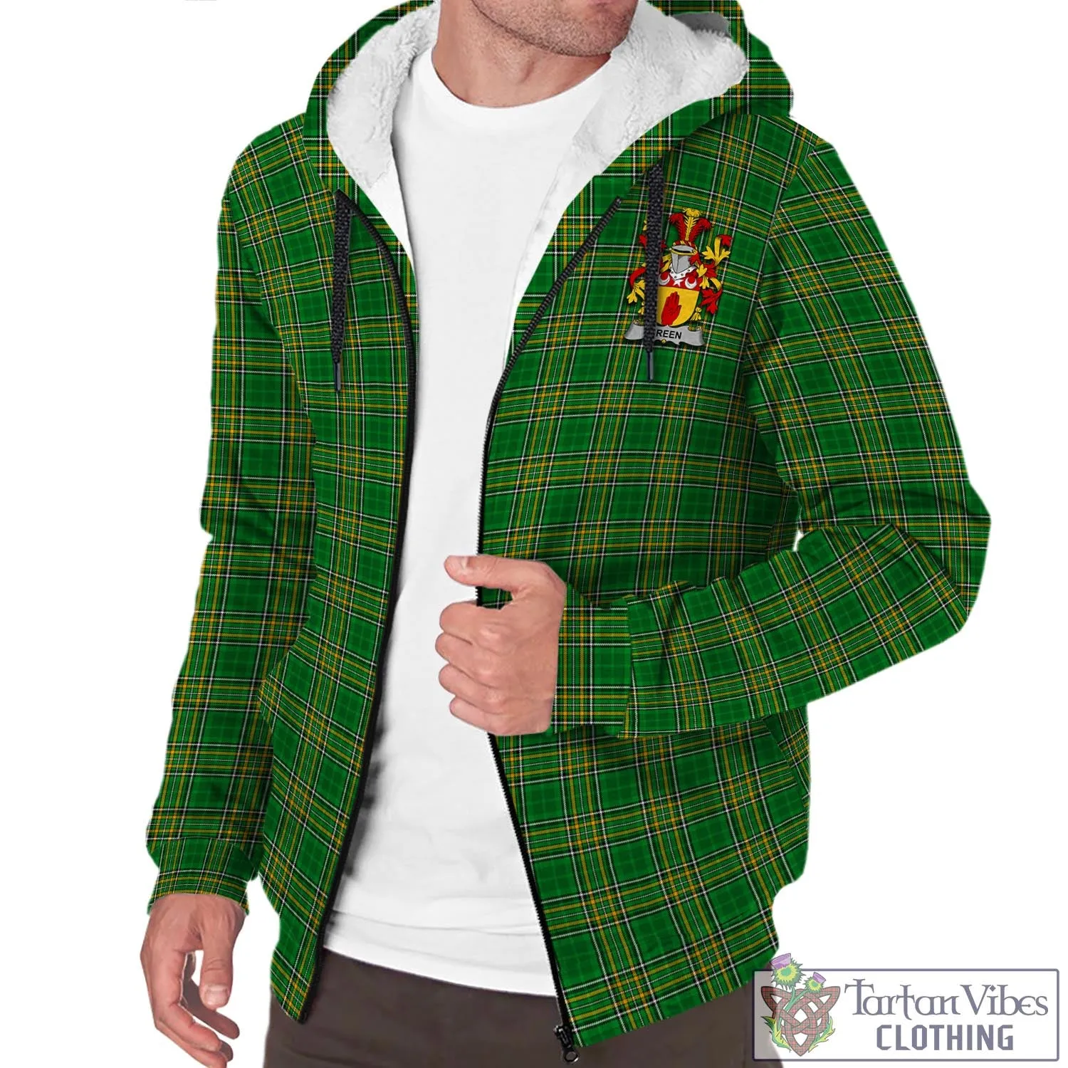 Breen Irish Clan Tartan Sherpa Hoodie with Coat of Arms