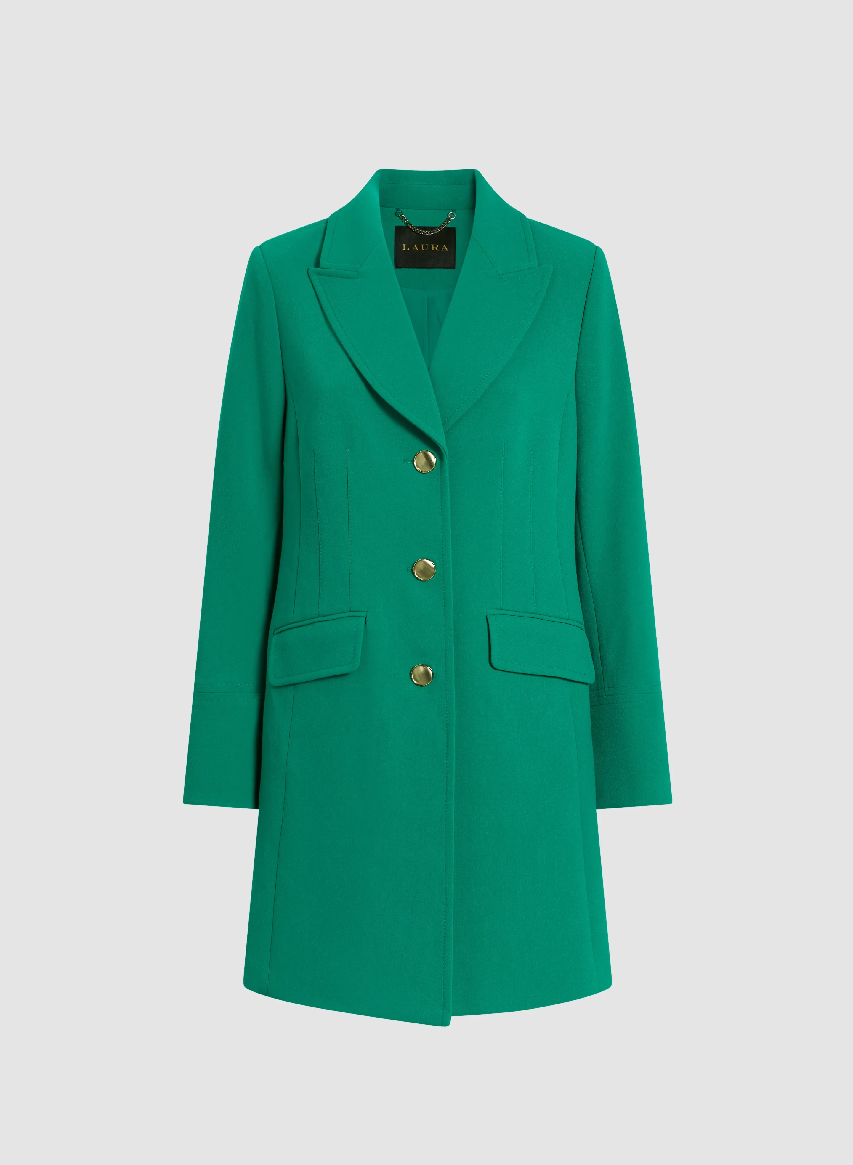 Button Front Tricotine Coat