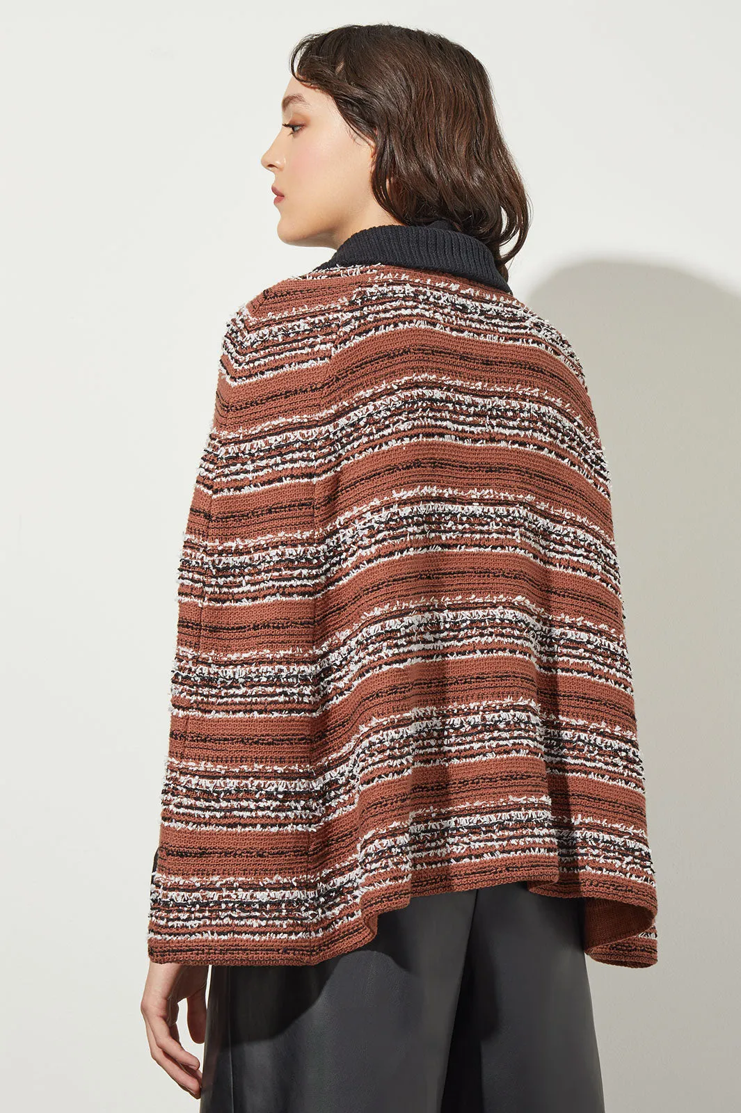 Collared Zip Front Cozy Knit Cape