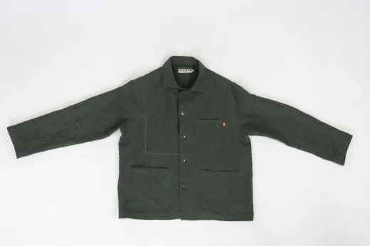 Dark Green Linen Utility Jacket