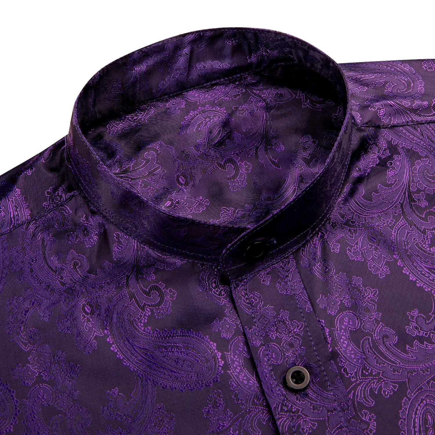 Dark Purple Paisley Silk Men's Short Sleeve Shirt