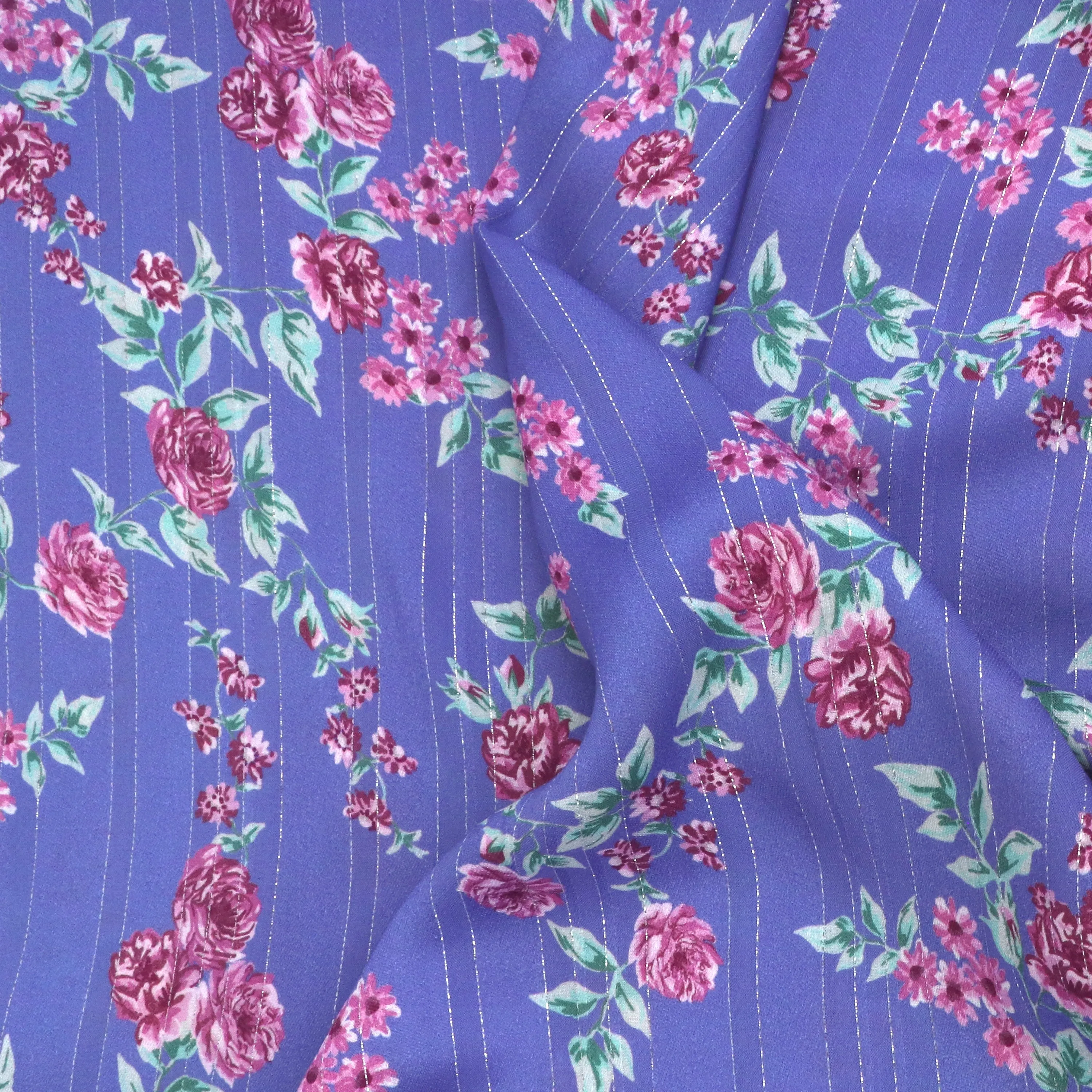 Deadstock Viscose Lawn - Disco Rose - Periwinkle - SALE