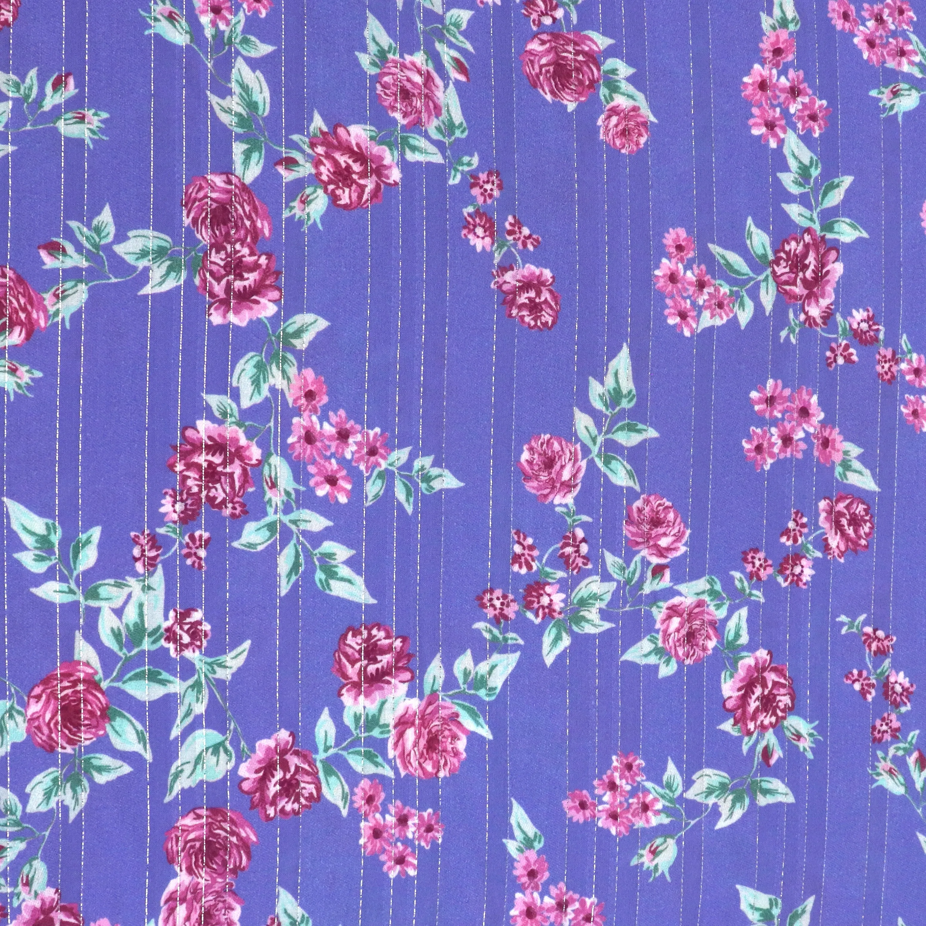 Deadstock Viscose Lawn - Disco Rose - Periwinkle - SALE