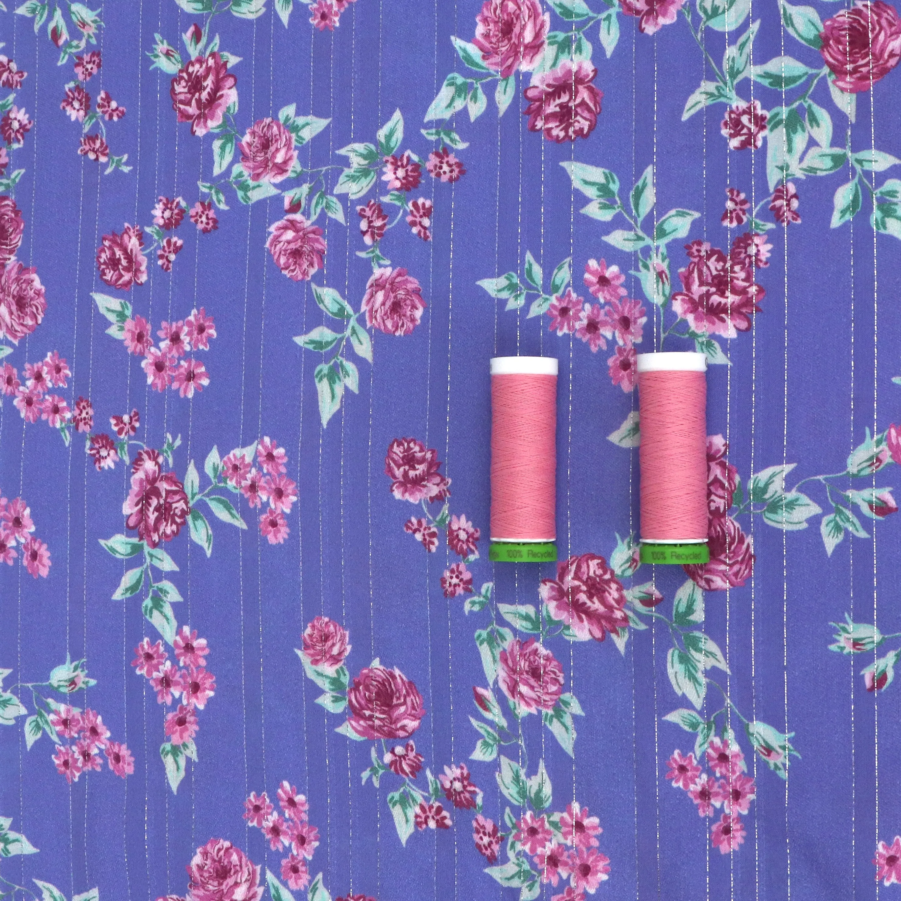 Deadstock Viscose Lawn - Disco Rose - Periwinkle - SALE