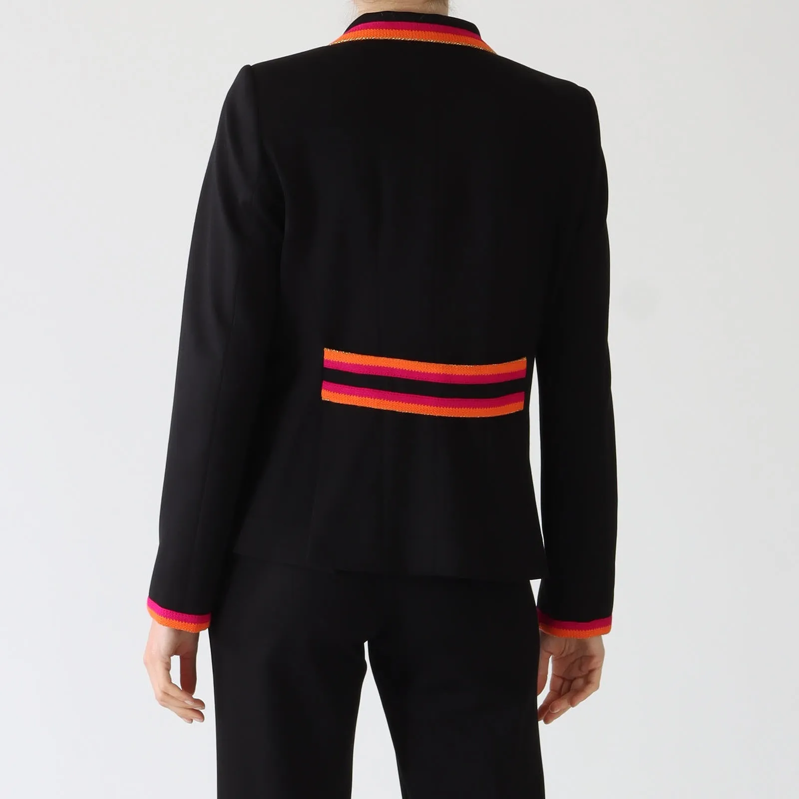 Dorothea Black Jacket With Contrast Striped Trims