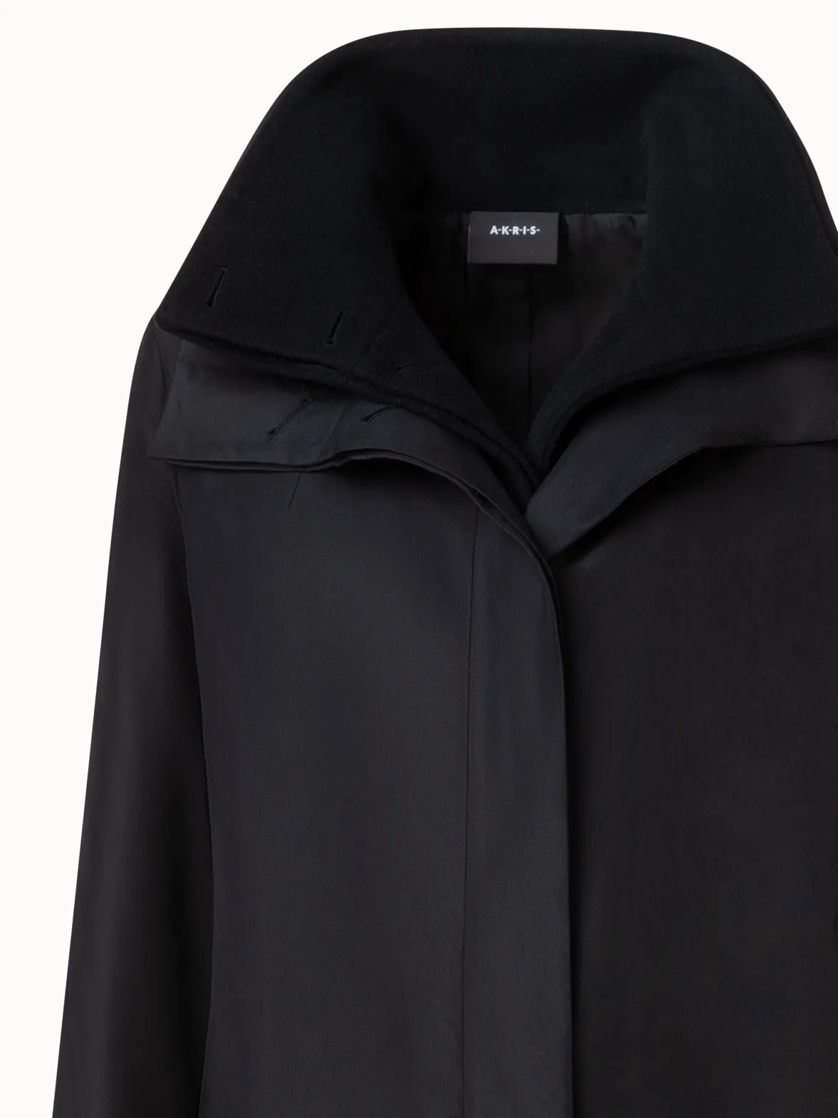 Double-Layered Wool Coat with Detachable Silk Layer