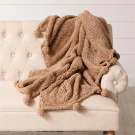 Dreamy Sherpa Throw With Pompoms