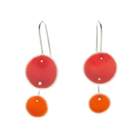 Duo Pod Earrings in Red and Orange