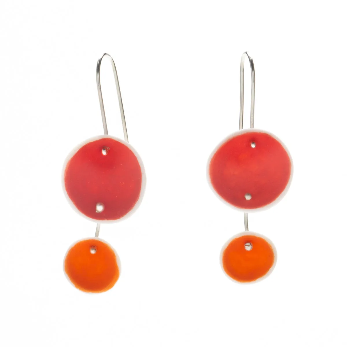 Duo Pod Earrings in Red and Orange