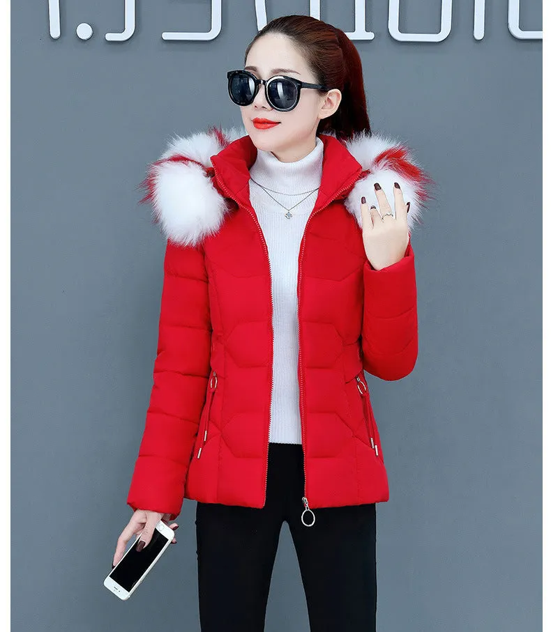 Female Short Cotton Coat Thickened Slim Fit Fashionable Jacket