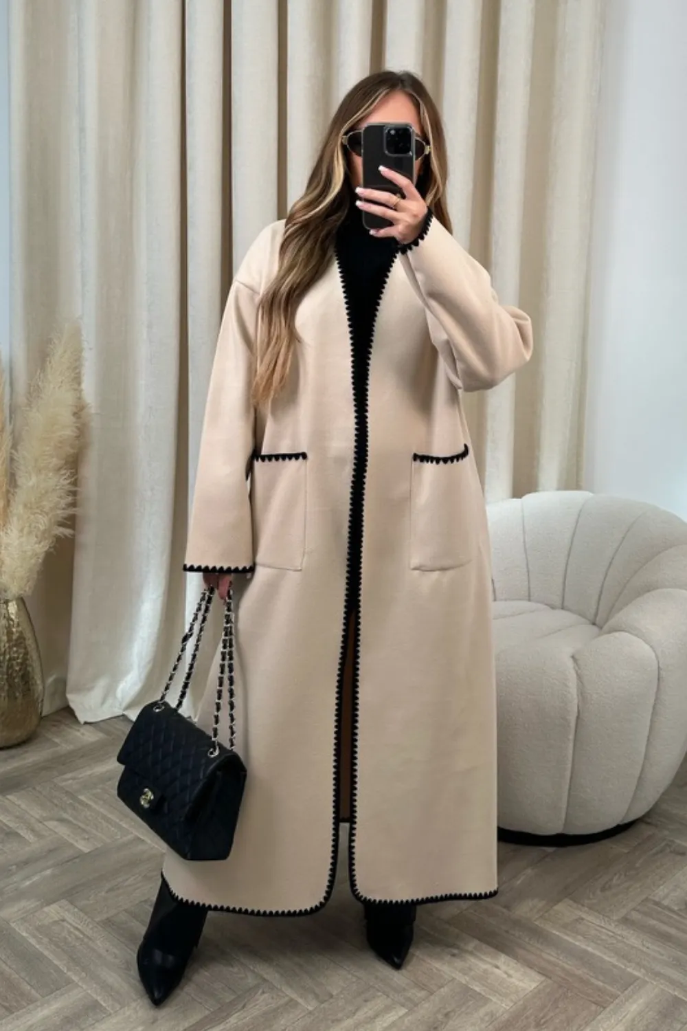 Florence beige wool like long coat