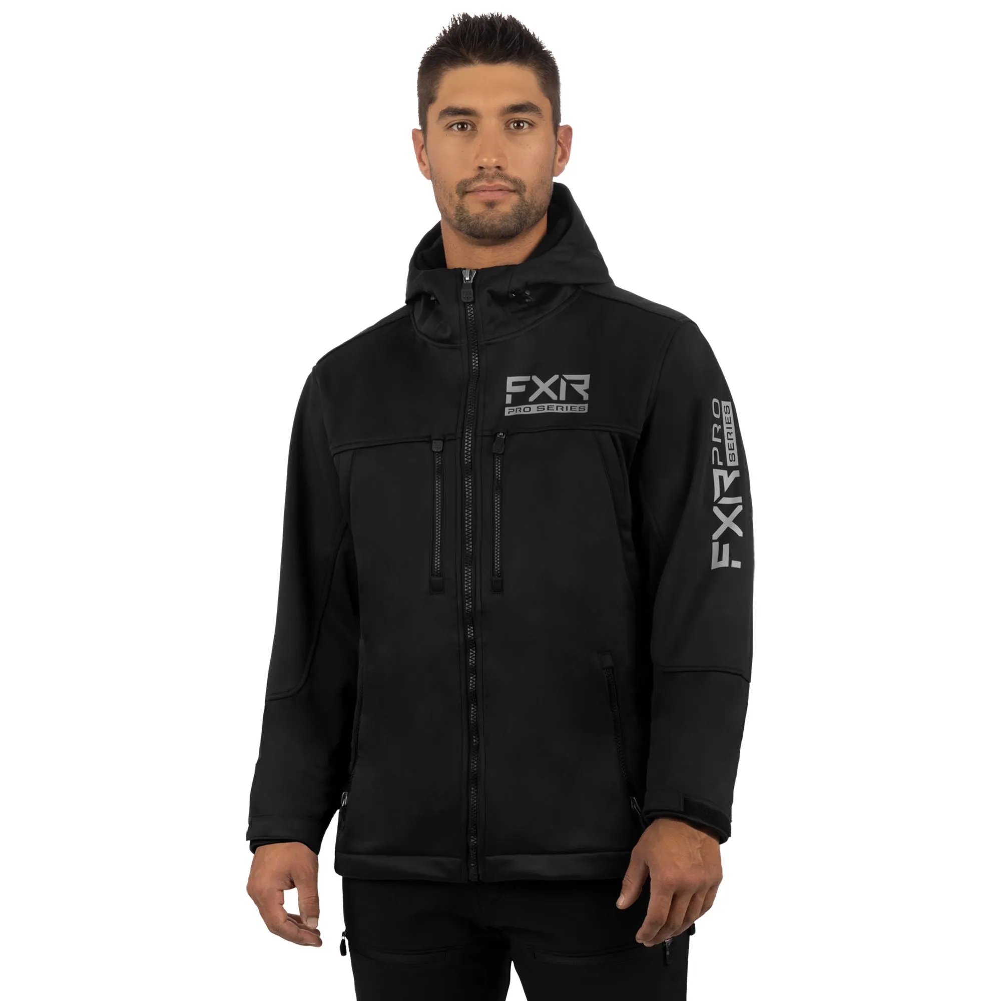 FXR  Mens Pro Softshell Jacket Waterproof Breathable Adjustable Hood Black