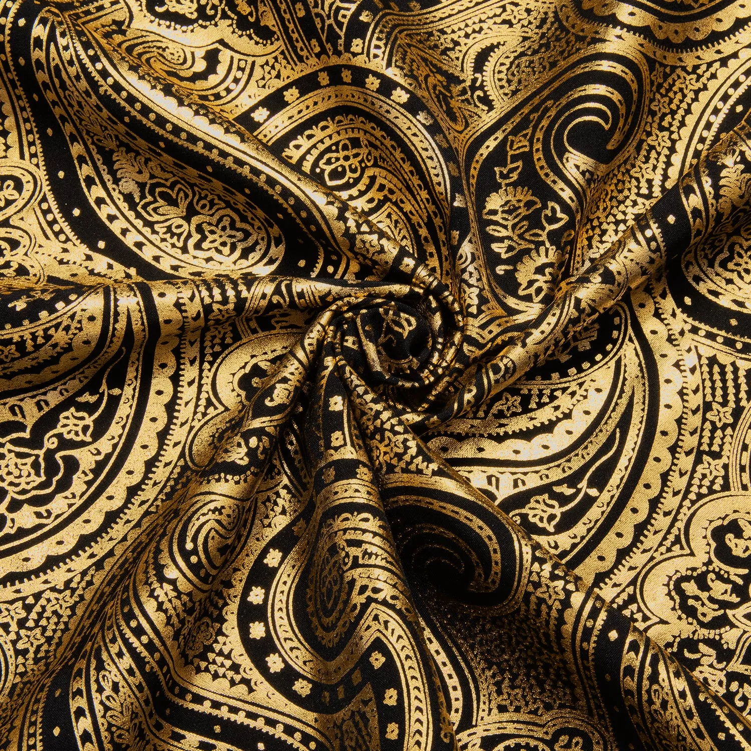 Golden Black Paisley Hot Stamping Men's Long Sleeve Shirt