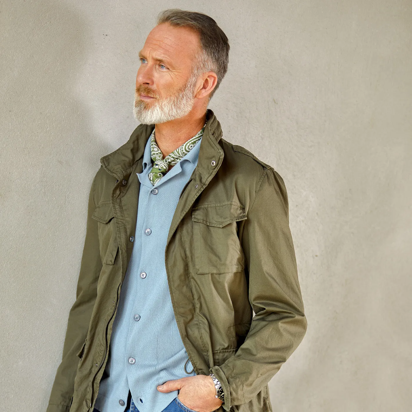 Green Washed Cotton Field Jacket