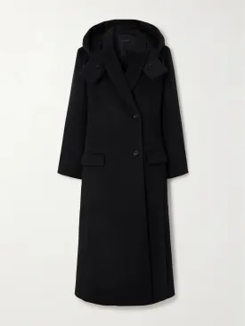 Hooded brushed-wool coat