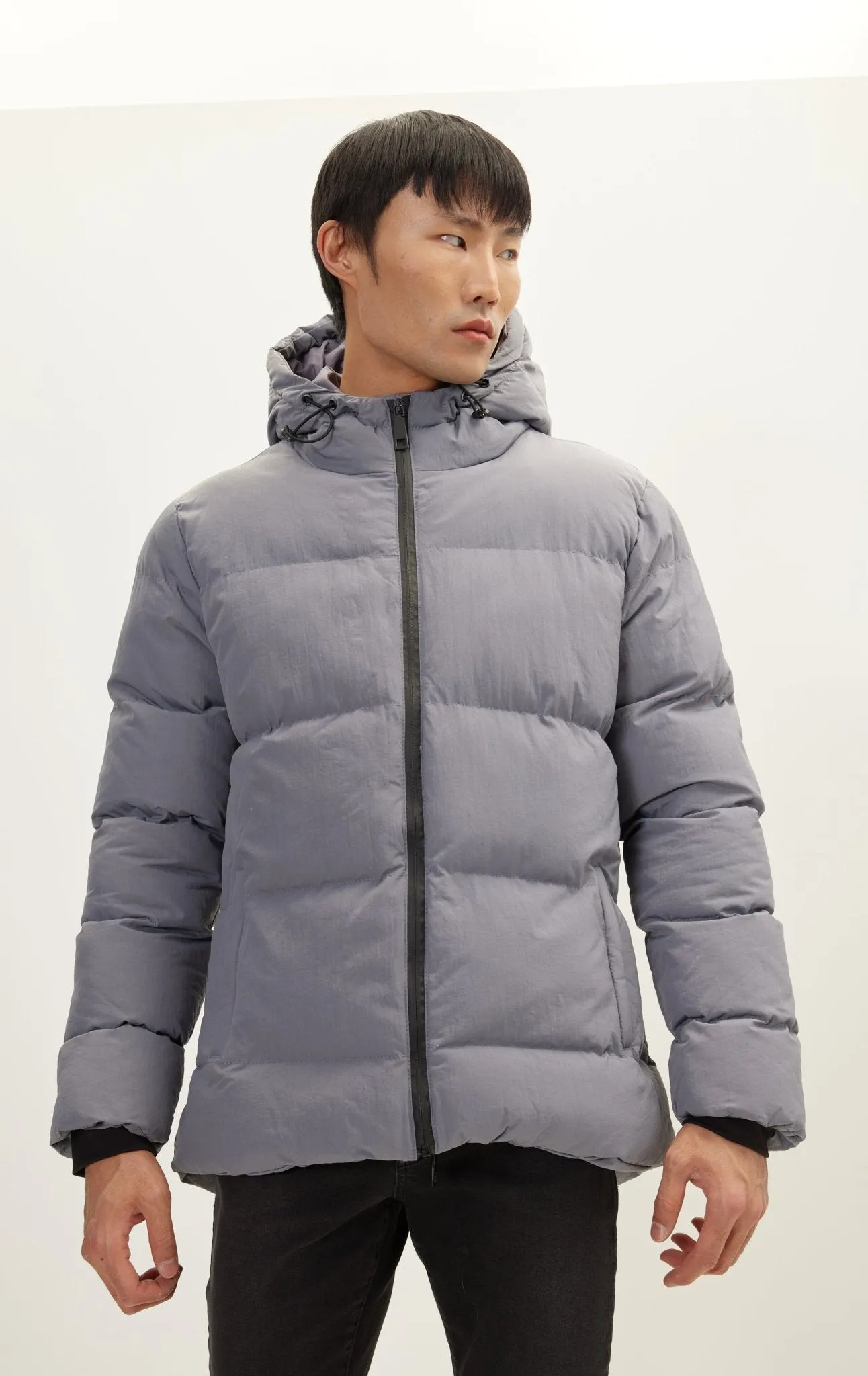 Hooded Padded Coat - Grey