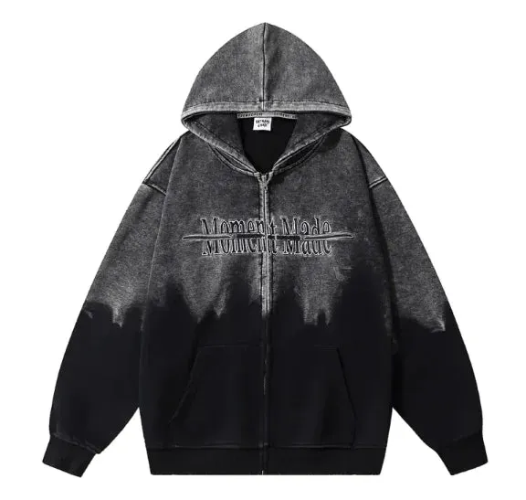 Inkjet Gradient Letter Hooded Jacket Men