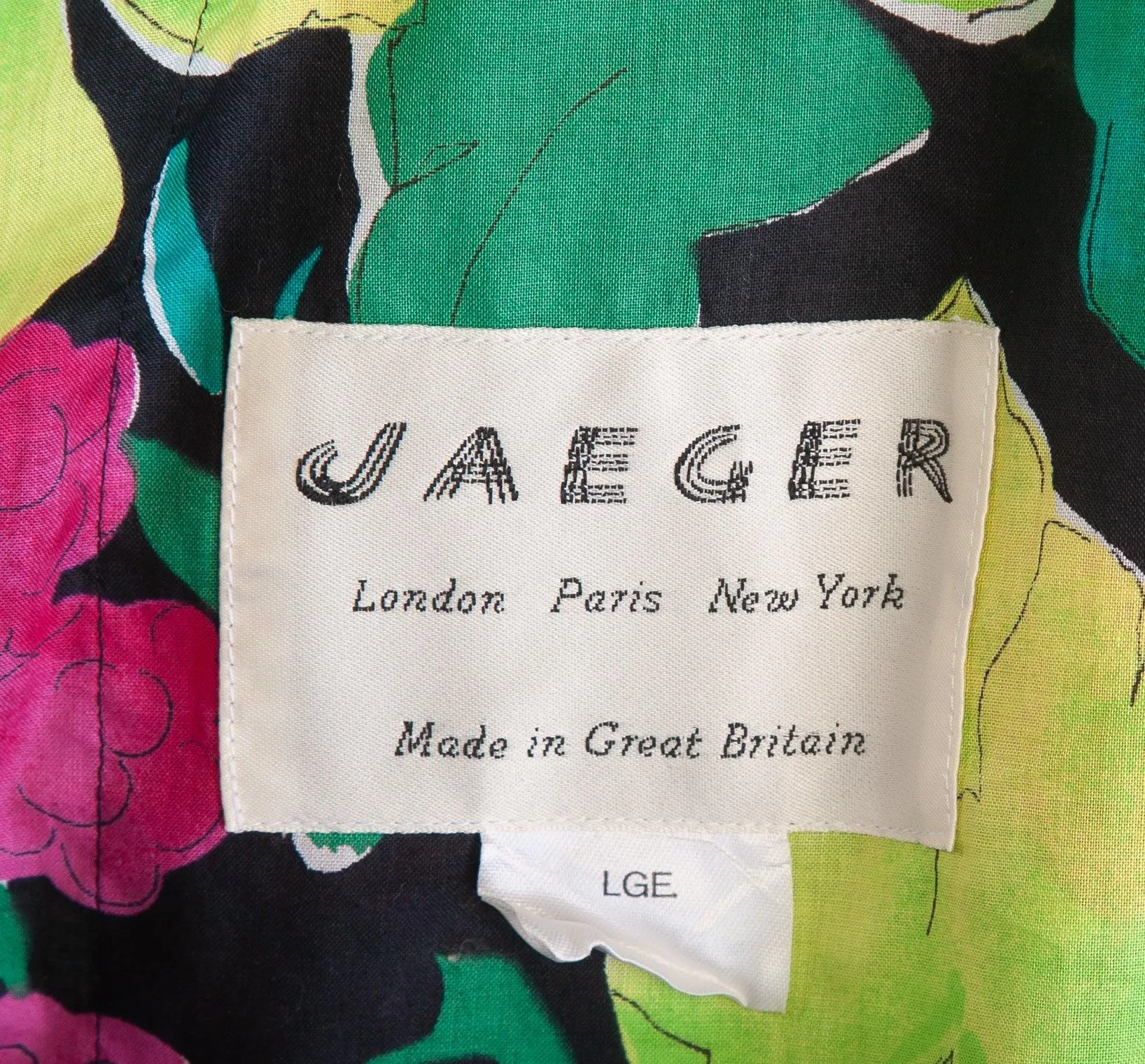 Jaeger Lightweight Jacket 100% Cotton Multicoloured Flower Design Size Large