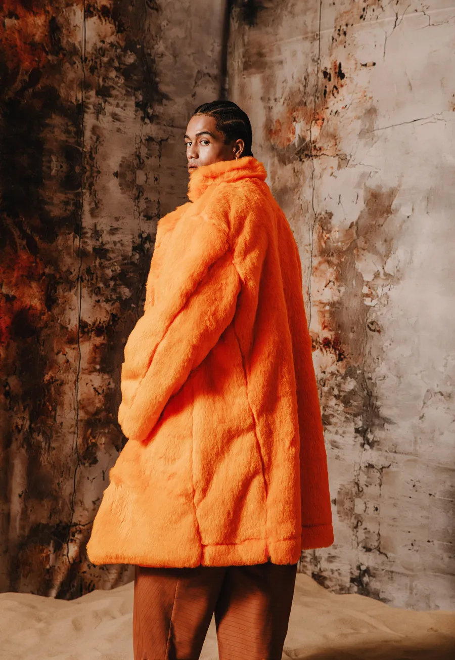 Kai Faux Fur Coat Orange