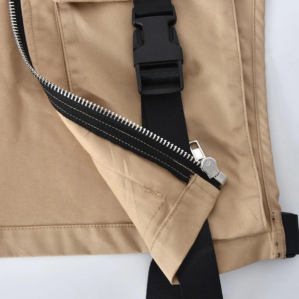 Khaki Cropped Buckle Vest