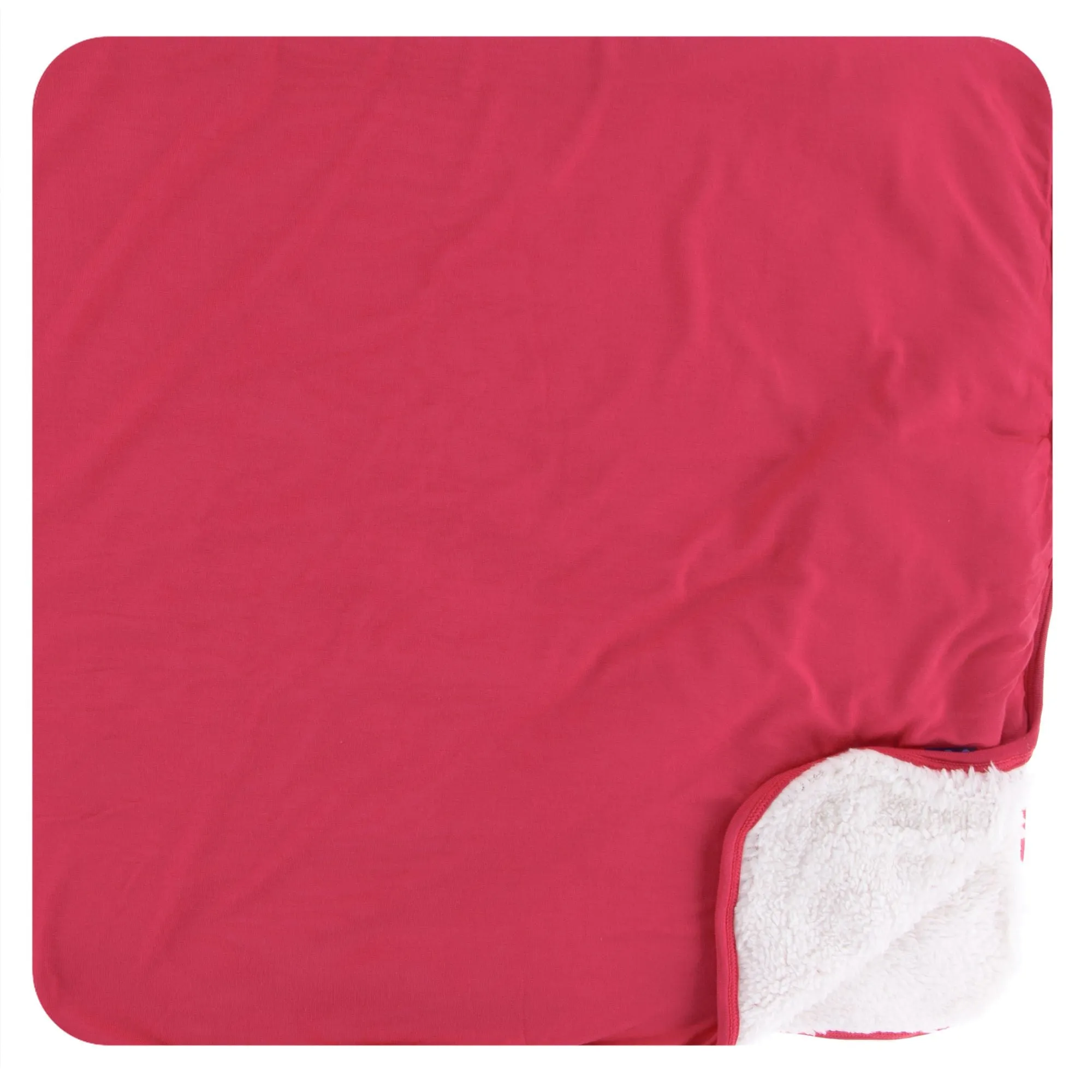 KicKee Pants Solid Flag Red Sherpa-Lined Toddler Blanket