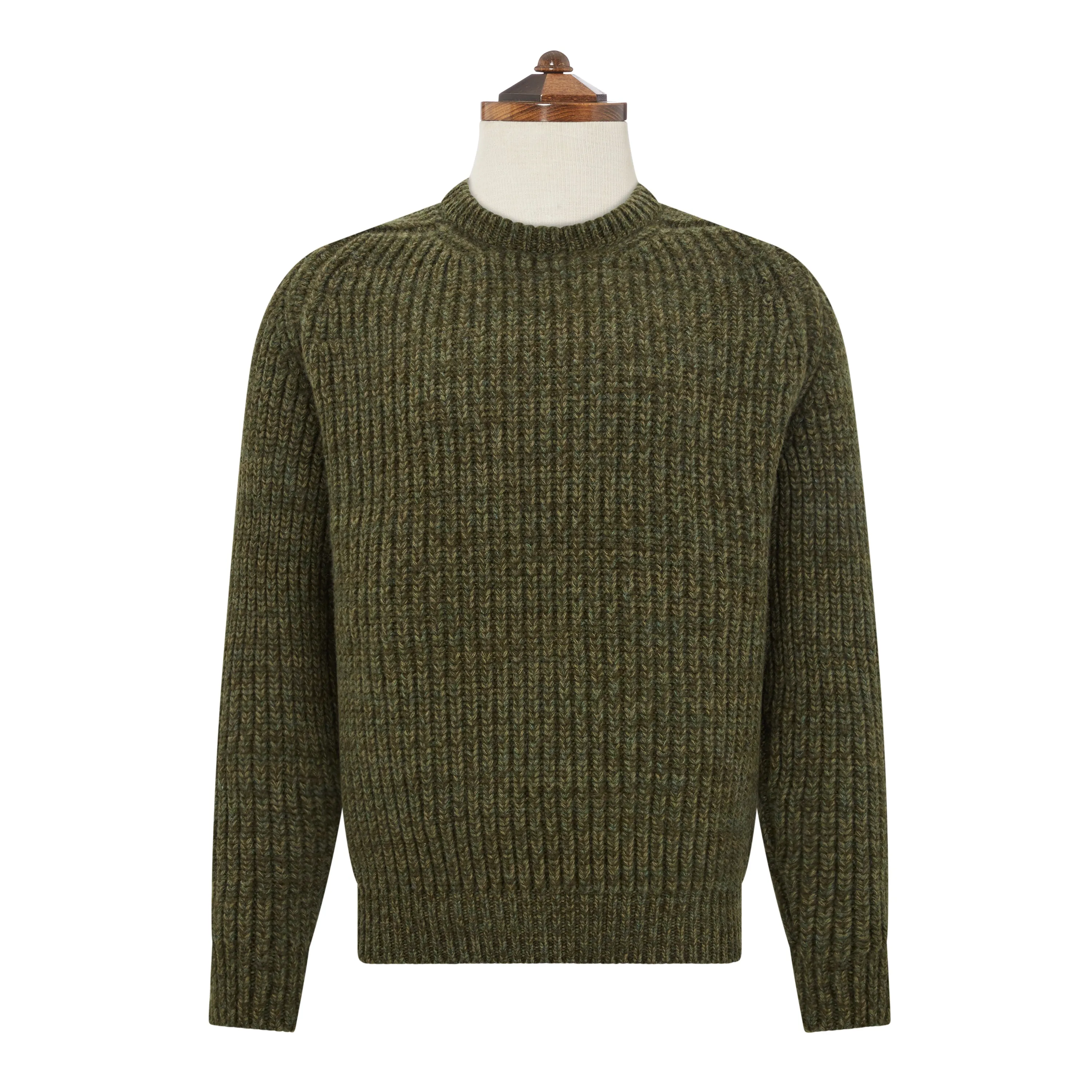 Kinsale Ribbed Green Crew Jumper