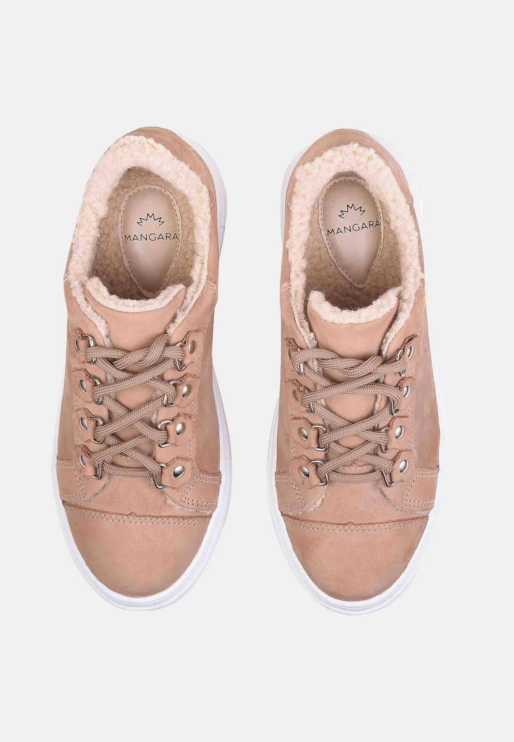 Ladies Warm and Comfortable Sneakers  in Beige with Thick Sole