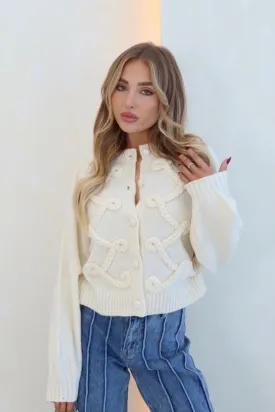 Larnie cream knit cropped cardigan