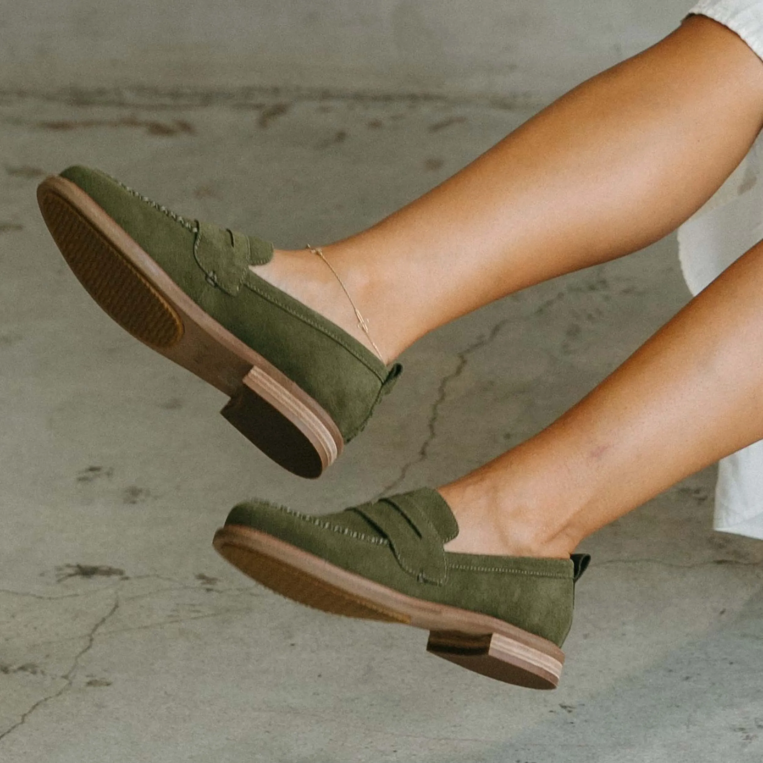 Lens Olive Suede Loafers