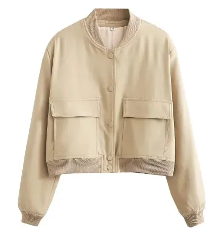 Loose Casual Bomber Jacket for Woman