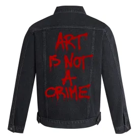 Mens ART IS NOT A CRIME Graphic Button Up Denim Jacket