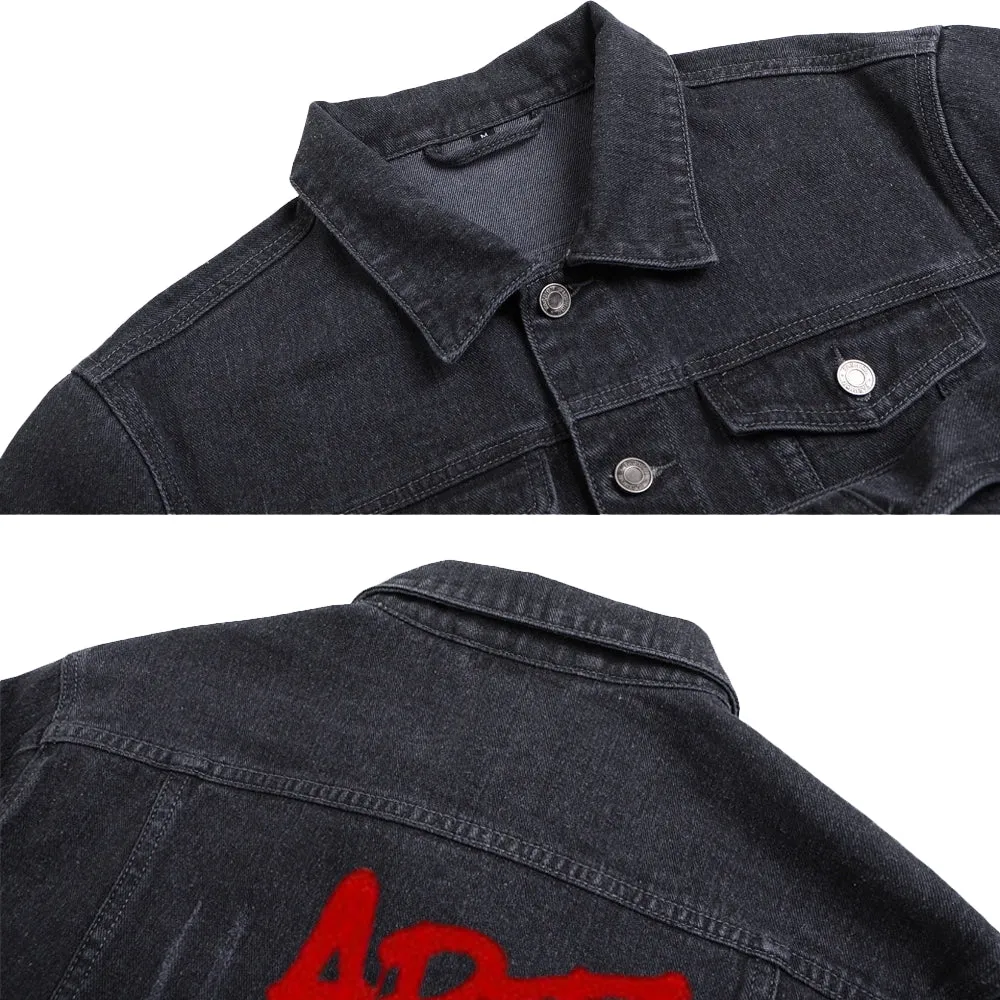 Mens ART IS NOT A CRIME Graphic Button Up Denim Jacket