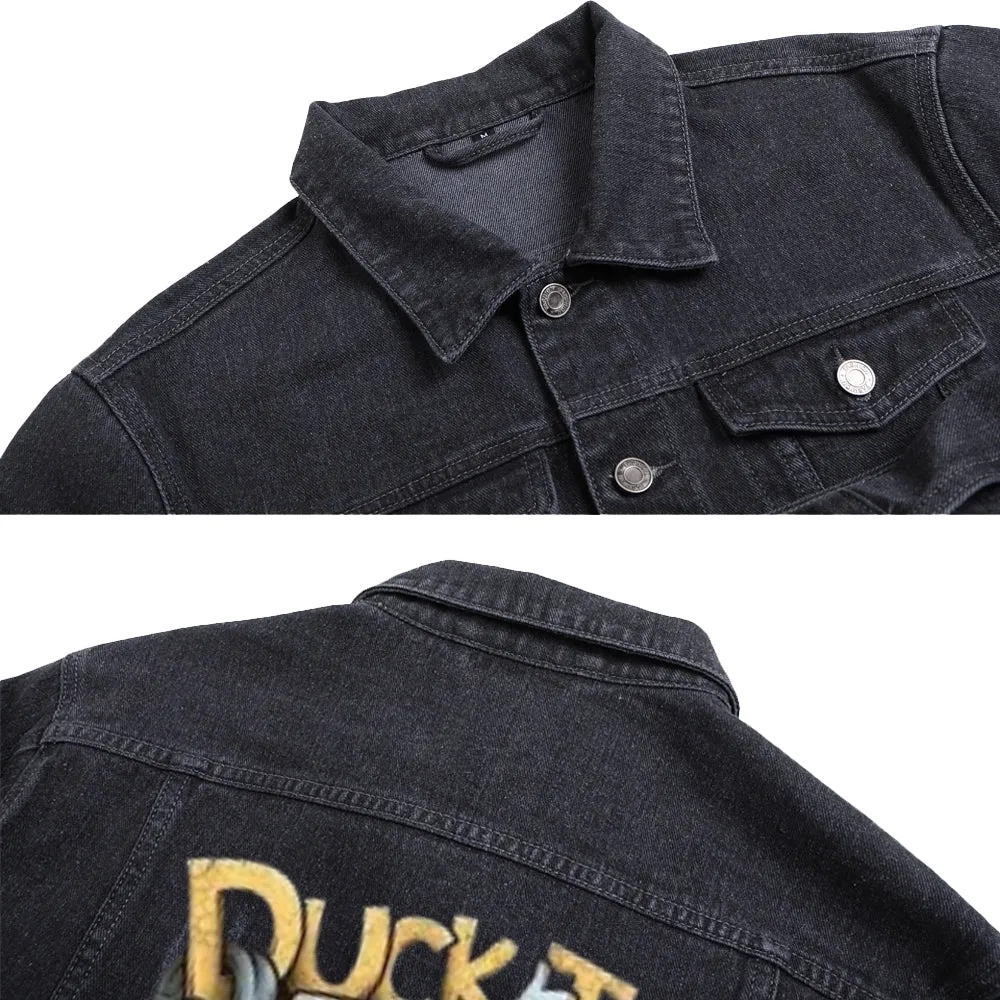 Mens Dark Tales Graphic Button Up Denim Jacket